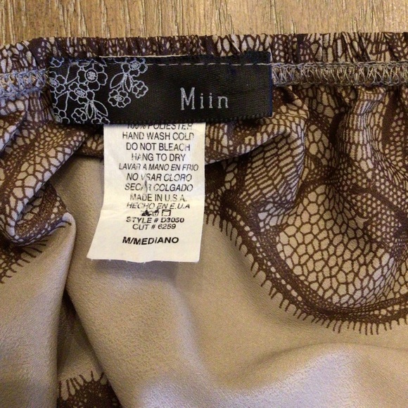 NWOT Miin Womens Brown Lace Print Long Poet Sleeve Mini Shift Dress Size Medium - Picture 7 of 7